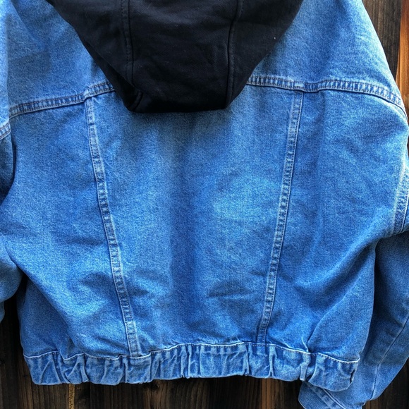 Zara by trf denim jean jacket 90s with hoodie - Picture 5 of 5